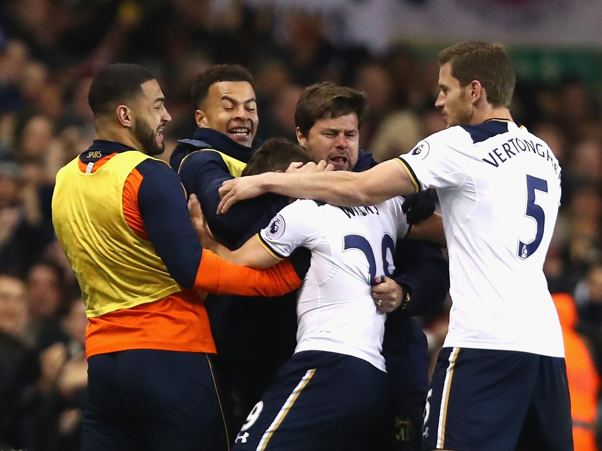 Winks was mobbed after scoring on his full league debut