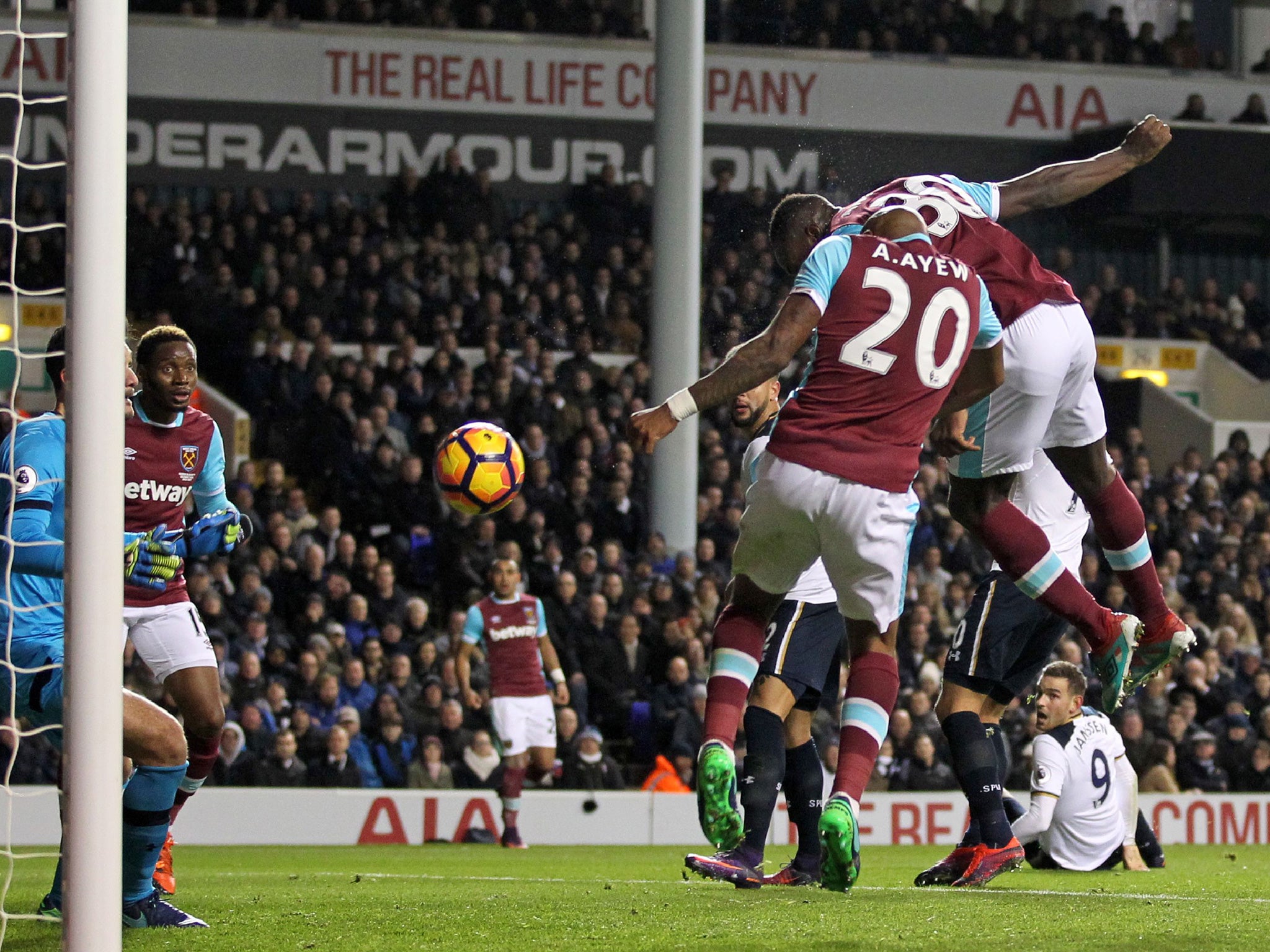 Antonio heads home the opener from close range