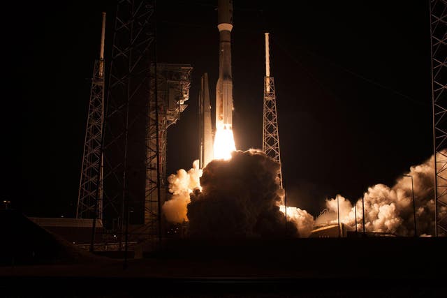 An Atlas V rocket with NOAA's Geostationary Operational Environmental Satellite (GOES-R), lifts off at 6:42 p.m. EST at Space Launch Complex 41 at Cape Canaveral Air Force Station in Florida, U.S., November 19