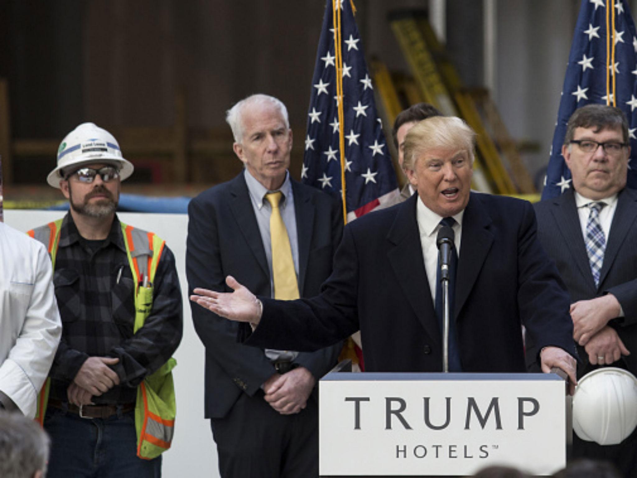 Mr Trump at his new hotel in Washington DC which he talked about frequently during his campaign trail