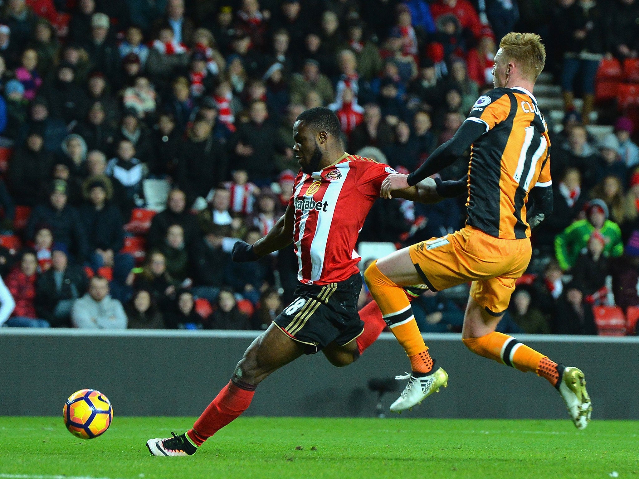 Anichebe winds up to take a shot on goal