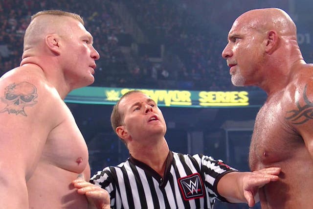 Brock Lesnar and Goldber face off before their Survivor Series match
