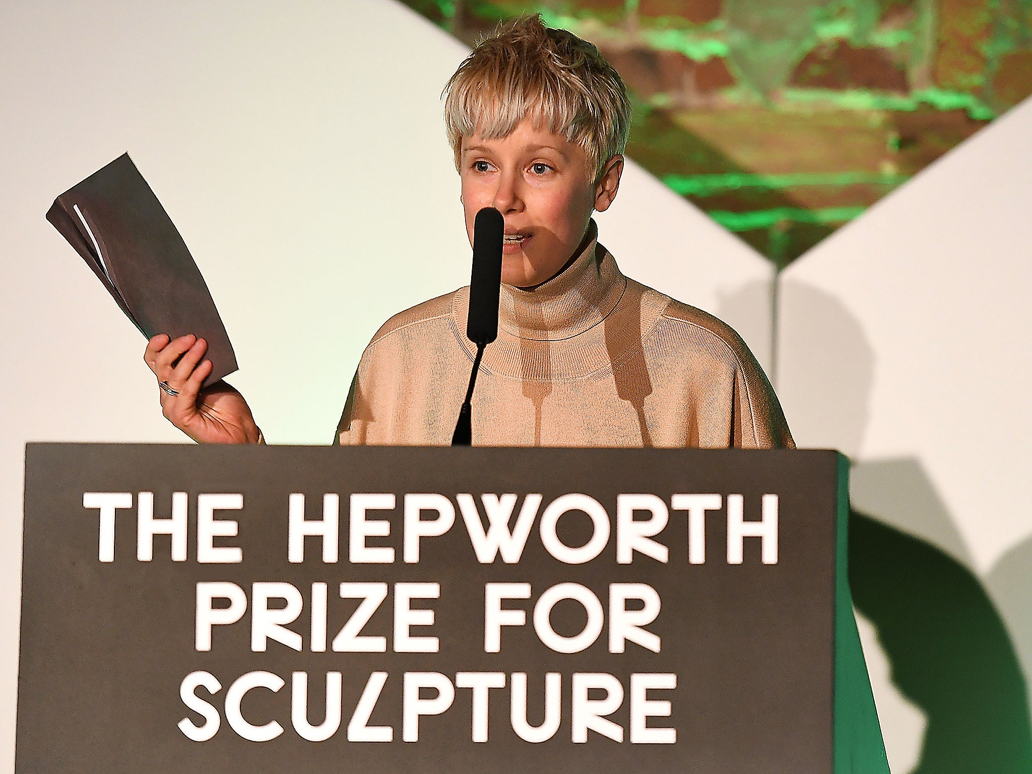 &#13;
Helen Marten after winning the inaugural Hepworth Prize for Sculpture &#13;