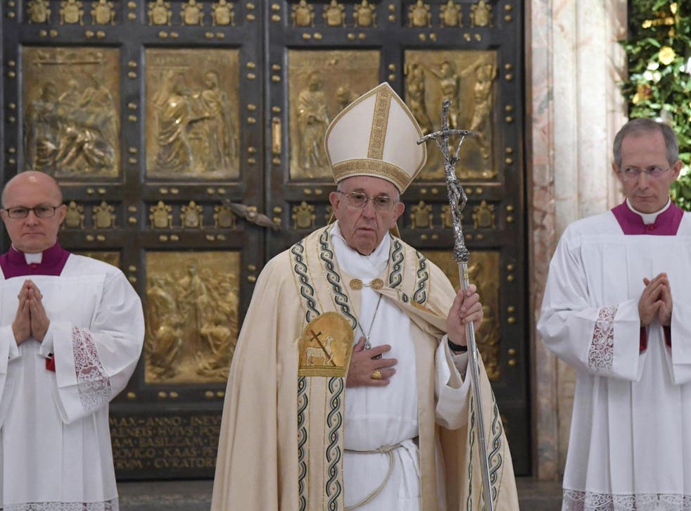 Pope Francis marking the end of the Roman Catholic Church’s jubilee year in Rome on Sunday