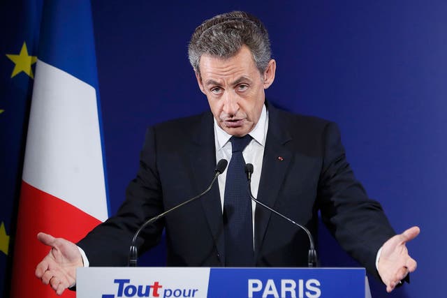 Nicolas Sarkozy speaking after his defeat in the French conservative presidential primary in Paris, France, on 20 November