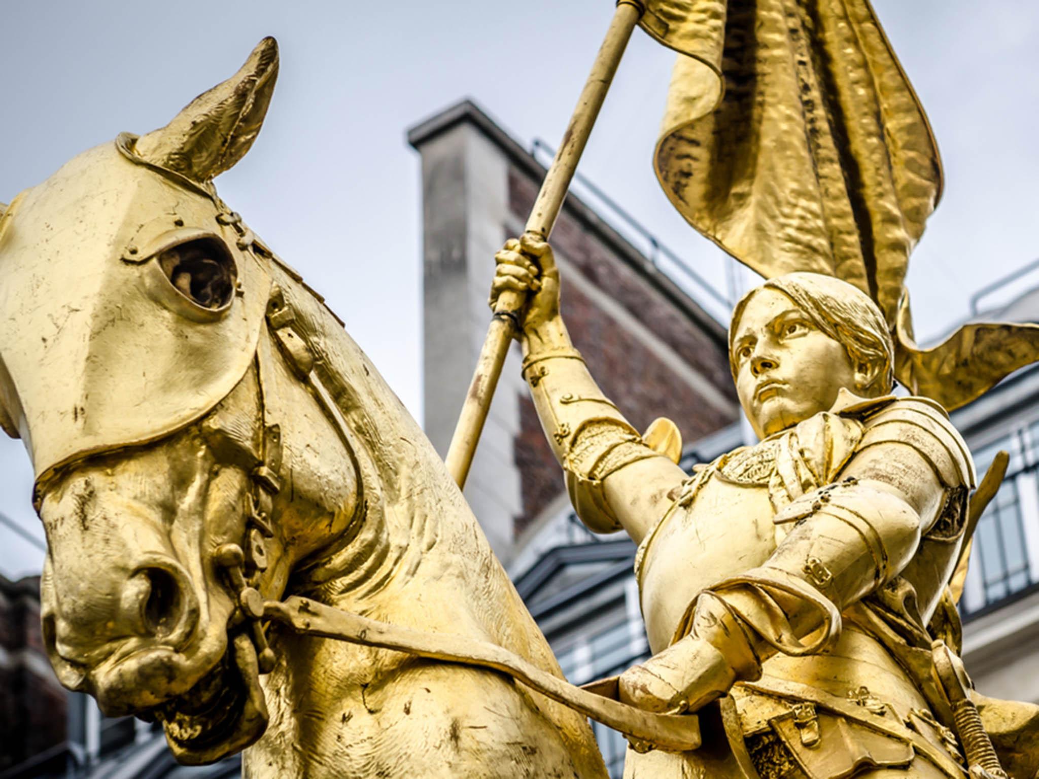 Joan of Arc, whose statue stands in Paris, led an army to victory dressed as a soldier during the Hundred Years War when women were not supposed to fight