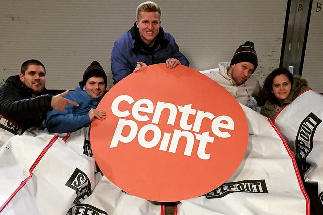Volunteers take part in the Manchester sleep out