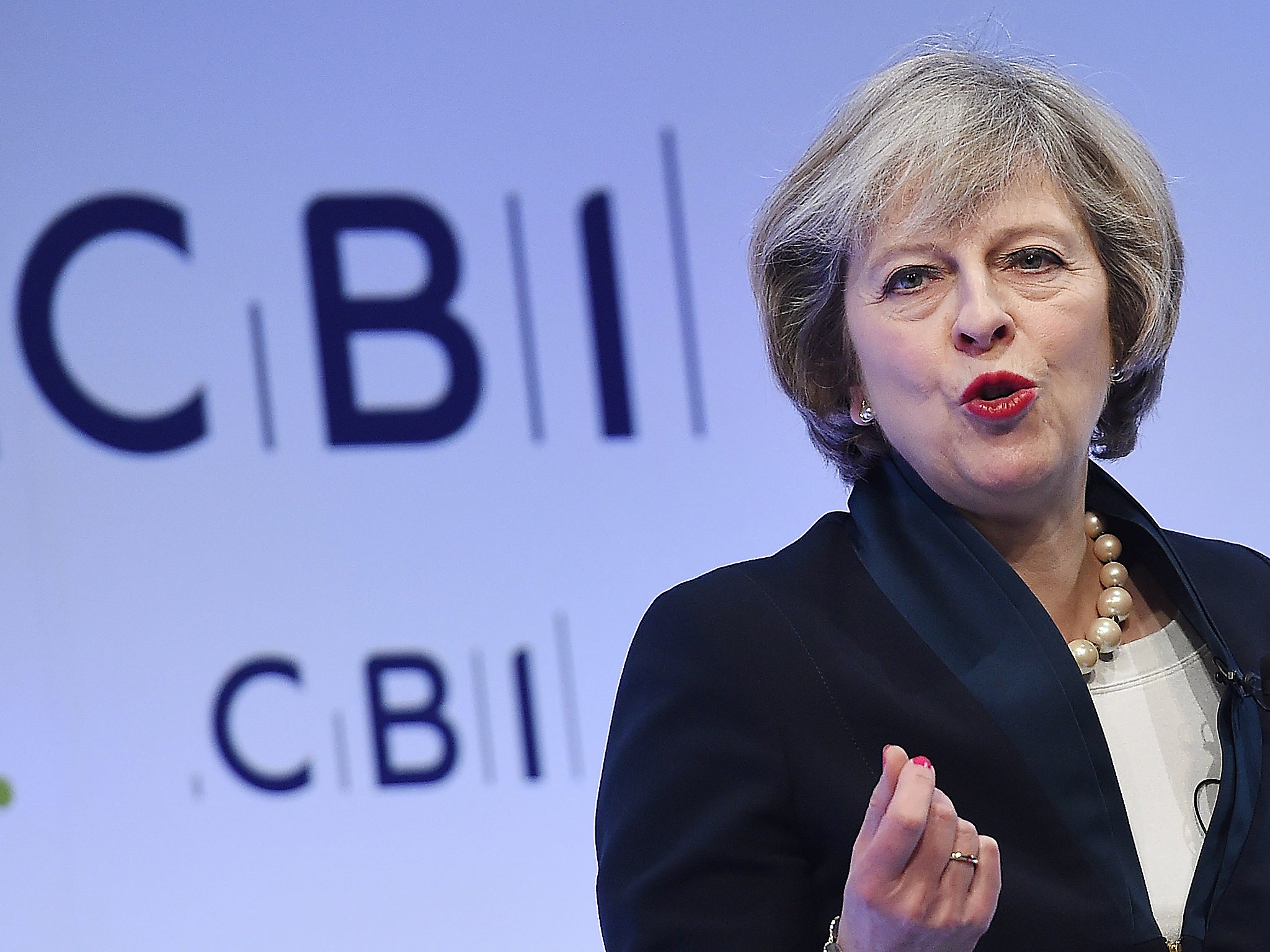 Prime Minister Theresa May tells CBI she'll play nice