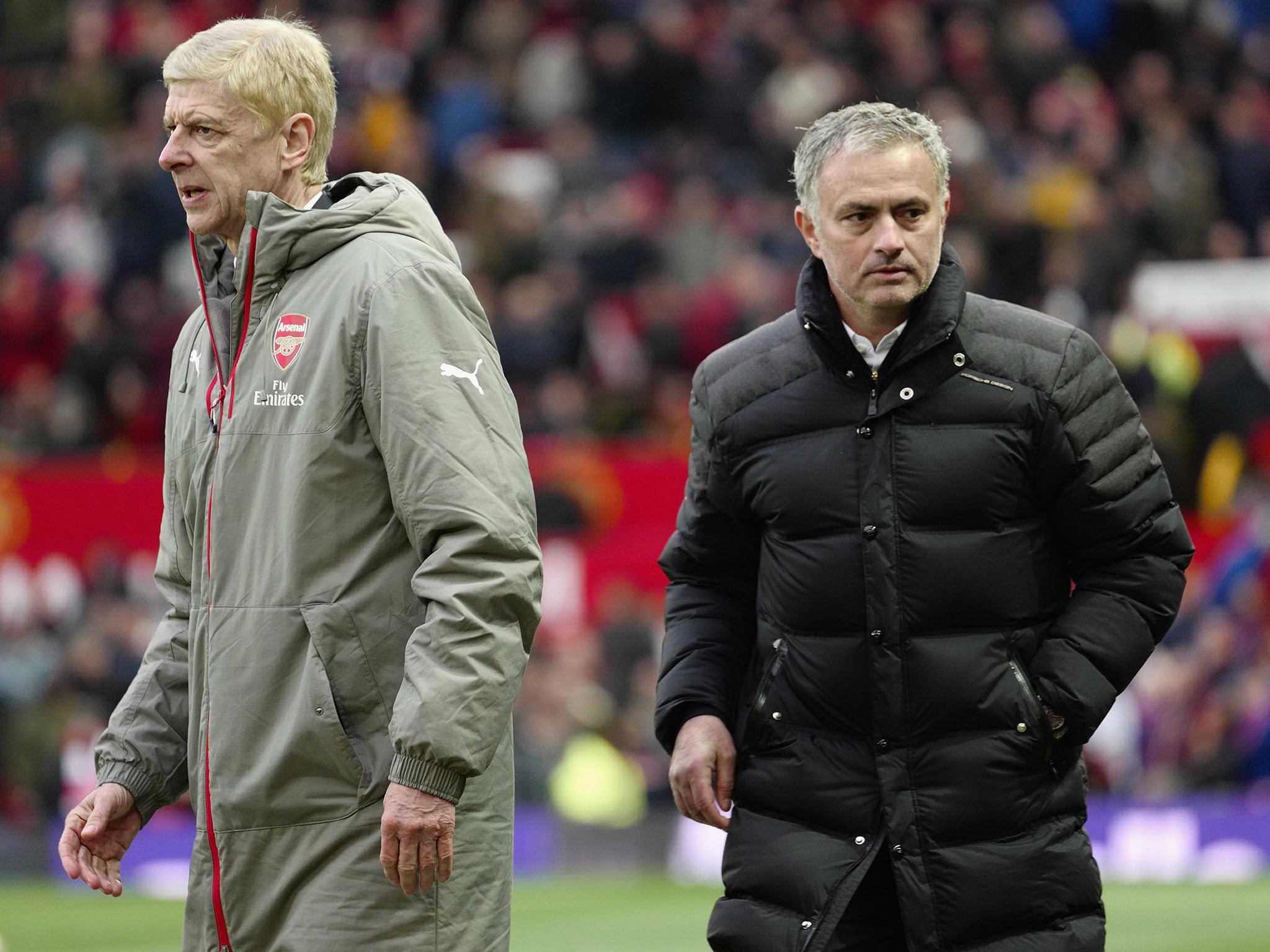 Wenger and Mourinho on the Old Trafford touchline