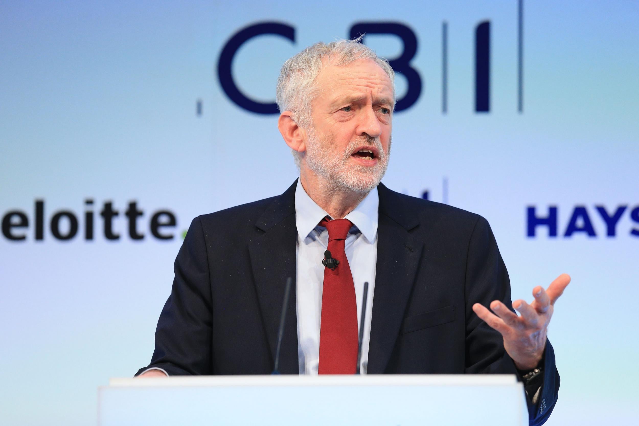 Jeremy Corbyn at the Confederation of British Industry (CBI) annual conference in London