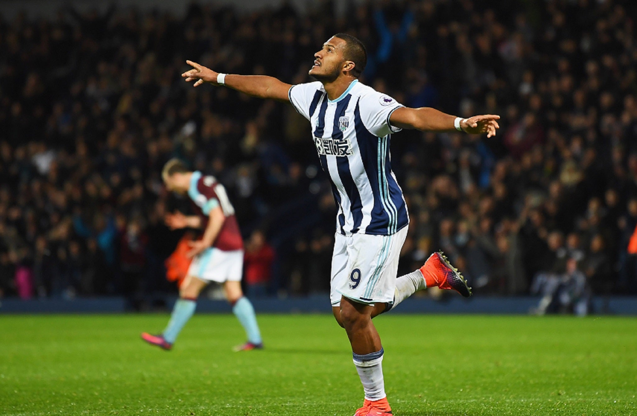 Salomon Rondon celebrates after scoring the fourth goal in West Brom's victory over Burnley