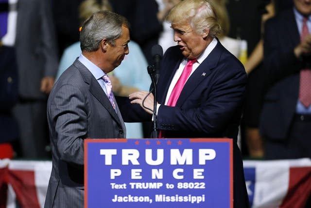 Nigel Farage and Donald Trump during the US presidential election