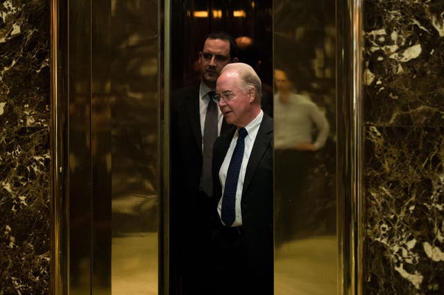 Congressman Tom Price exits the lifts in Trump Tower after possible cabinet audition