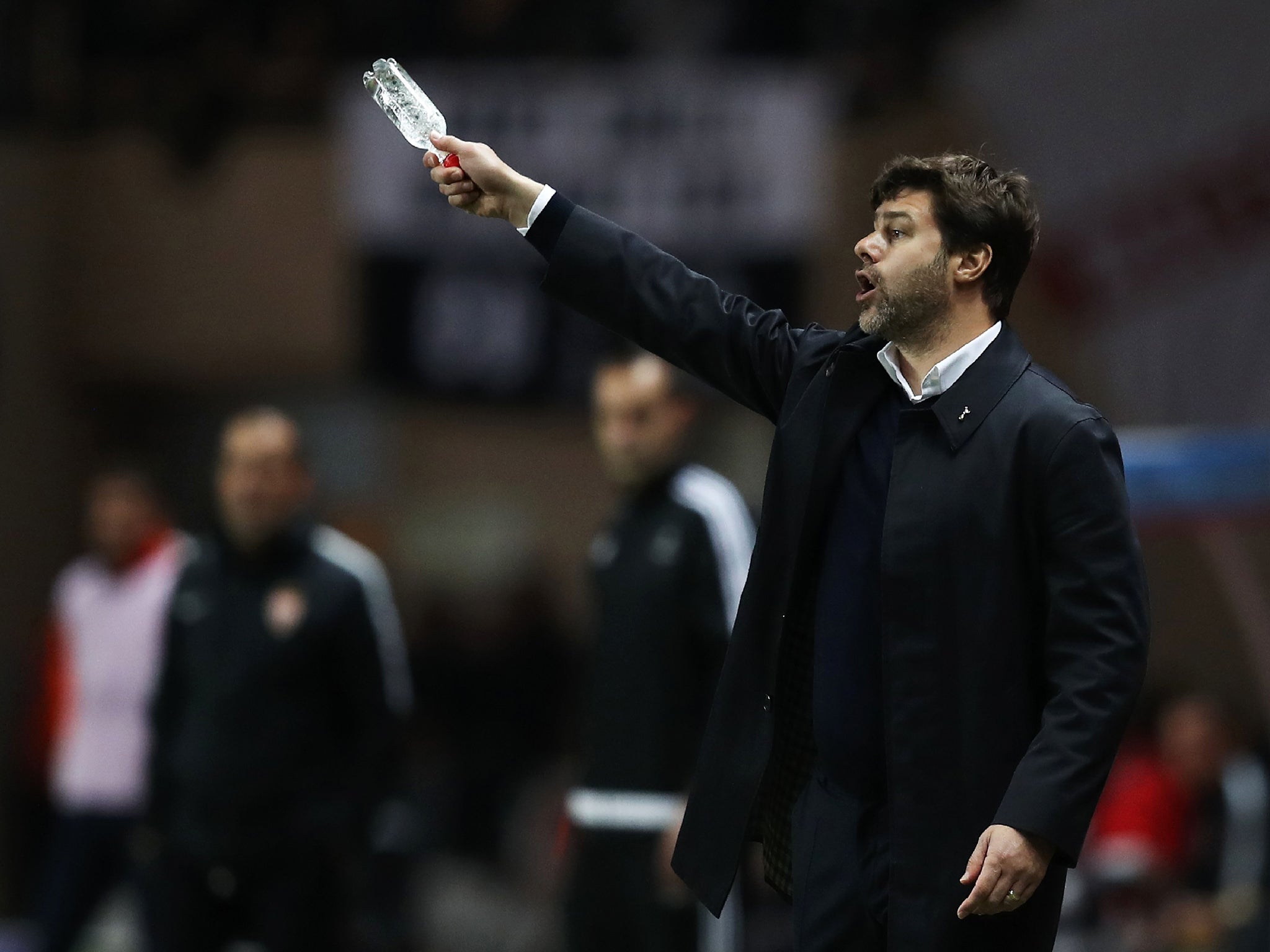 Pochettino barks on the touchline at the Stade Louis II