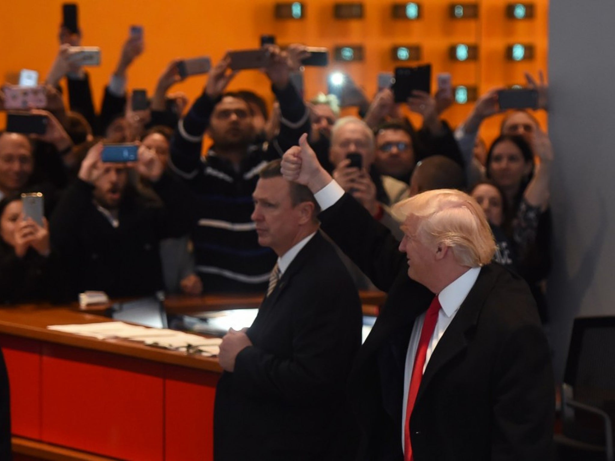 Donald Trump leaves the New York Times