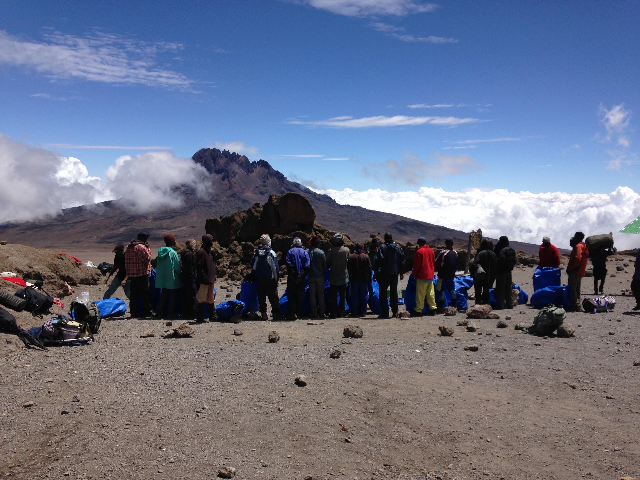 Porters at their morning briefing