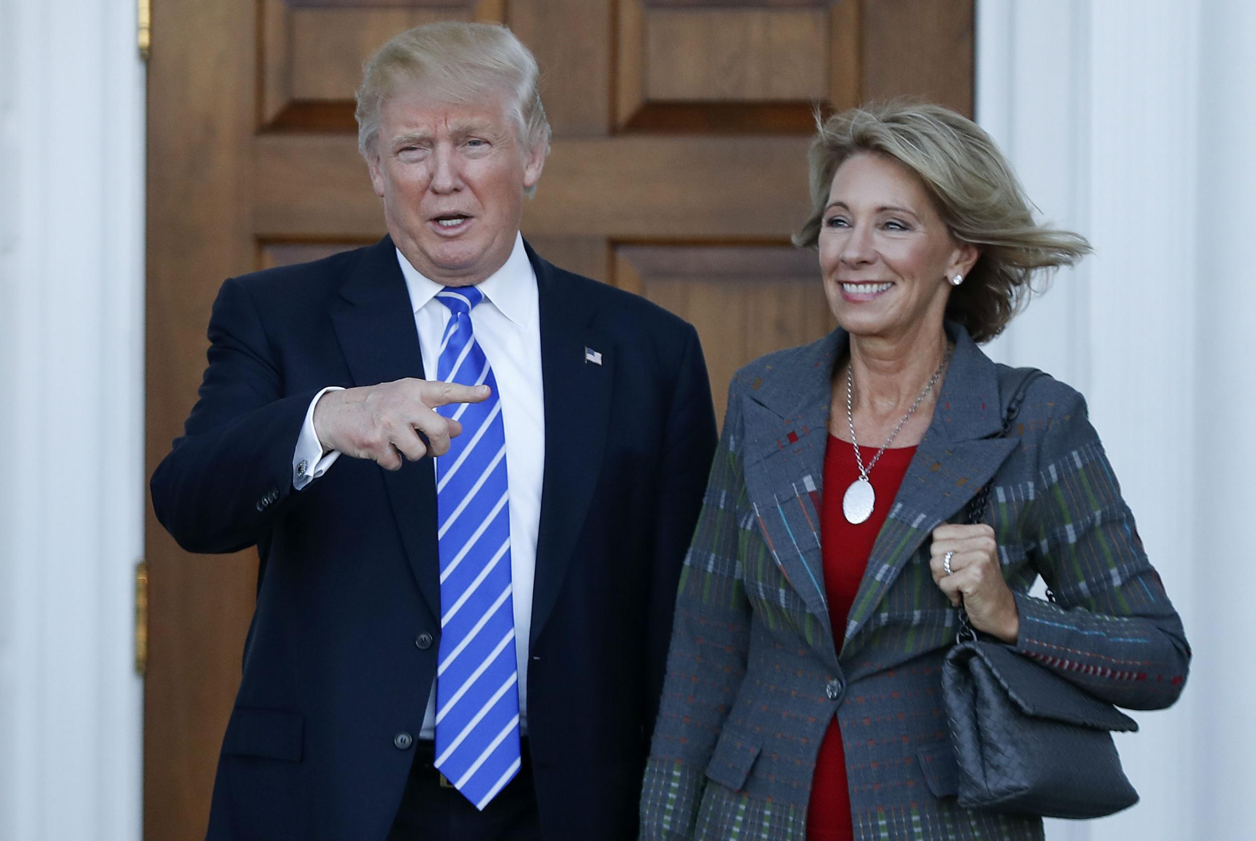 Ms DeVos used the headquarters of her advocacy group to funnel payments to other states