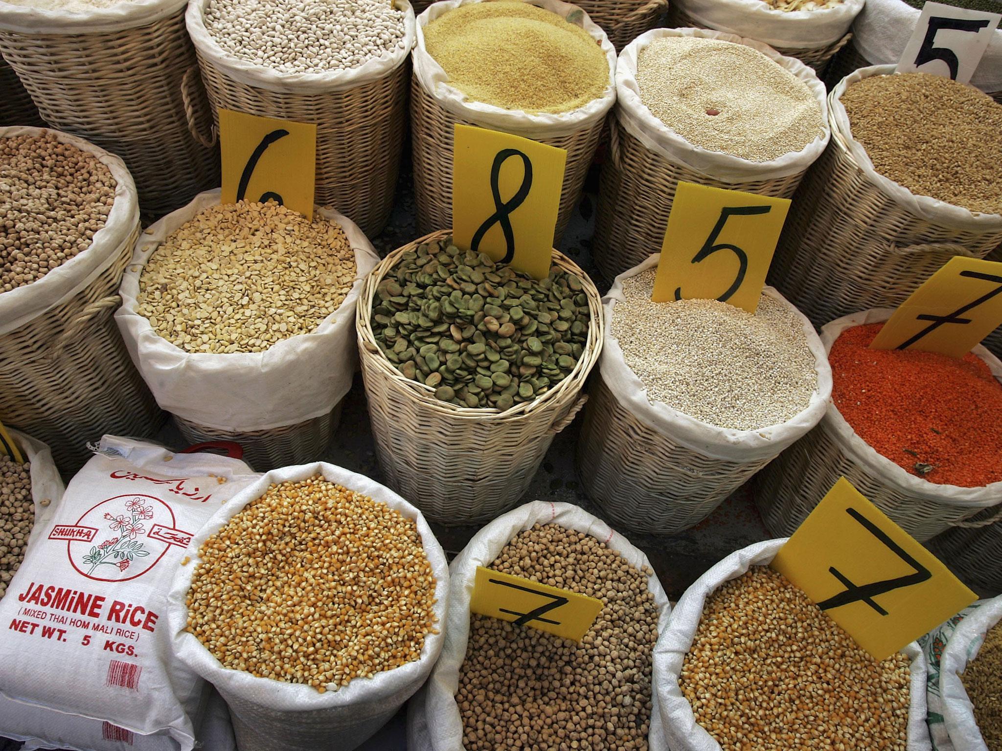 Rice, lentils, chick peas, beans and other legumes, which traditionally feature on the daily menu in Mediterranean countries