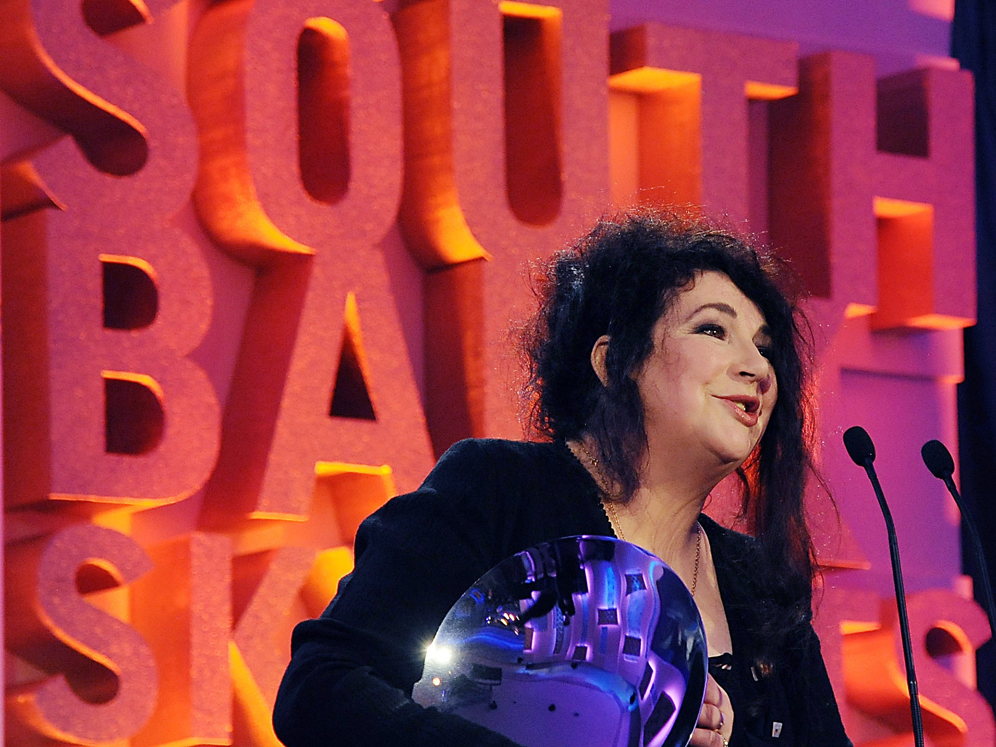 Kate Bush after she won the Pop Award for her album '50 Words For Snow'