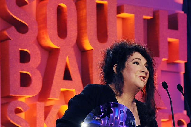 Kate Bush after she won the Pop Award for her album '50 Words For Snow'