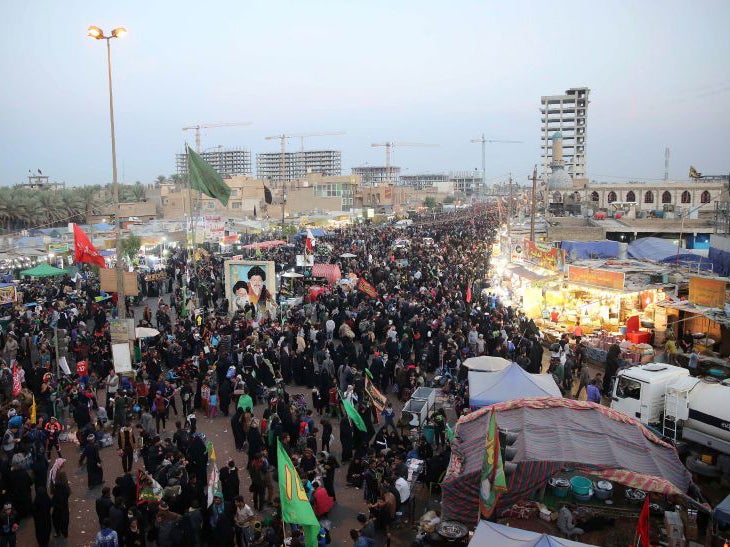Shia Muslim pilgrims gather in the holy city of Karbala