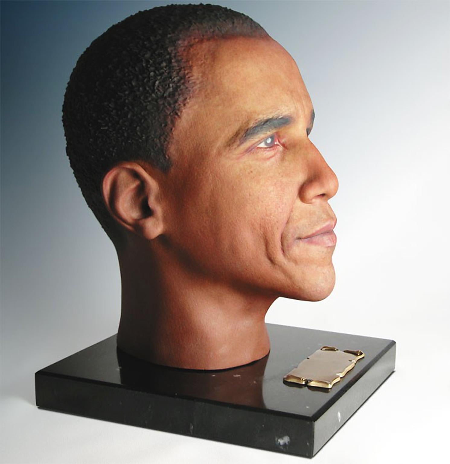&#13;
‘I wanted to get a nice sample, to display at funeral conventions and things. They were gonna do a George Clooney head for me,’ Staab says. ‘When I opened the box, it’s Obama’s head’ &#13;