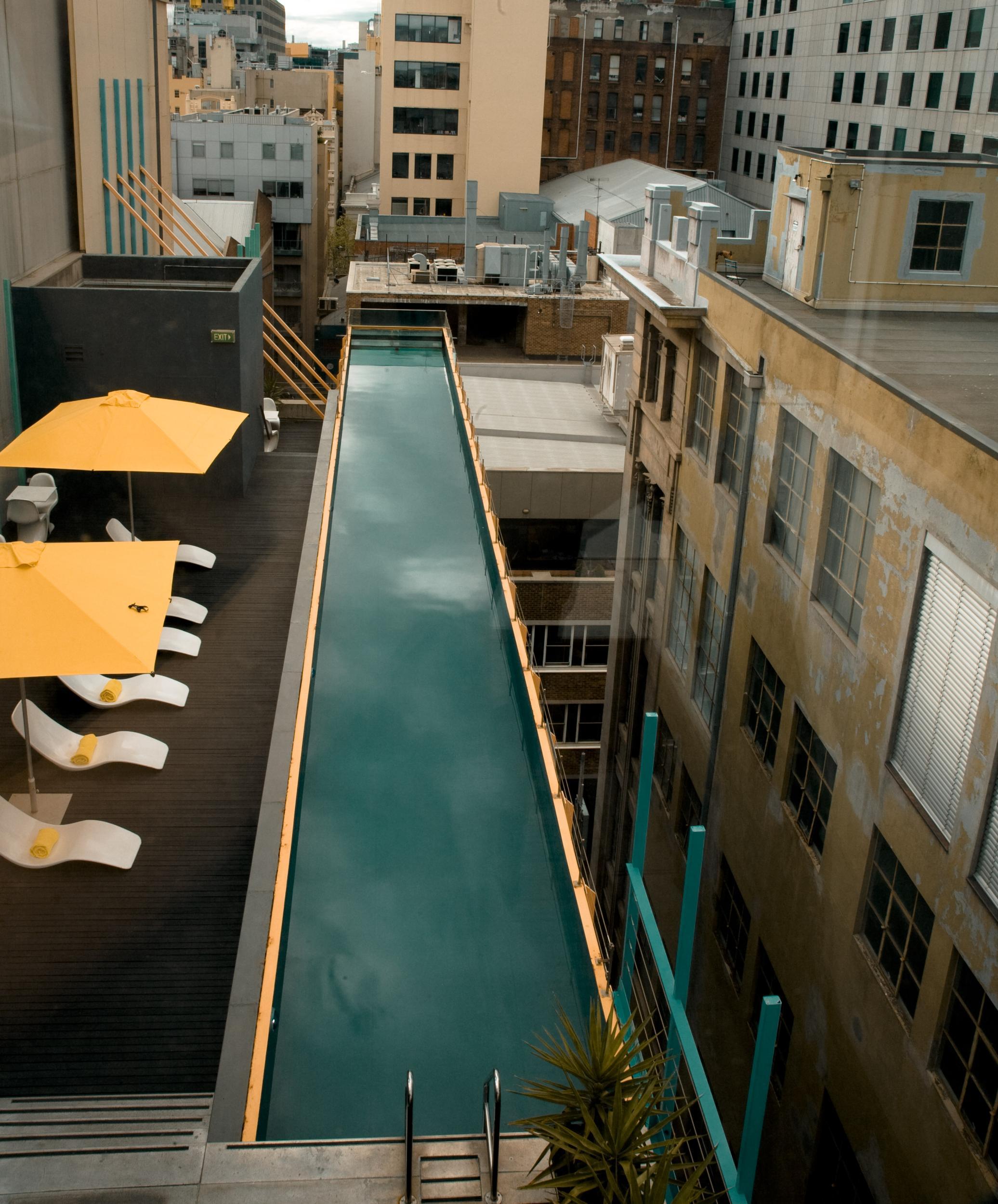 The Adelphi pool: swim to the end and you can peer down over Flinders Lane