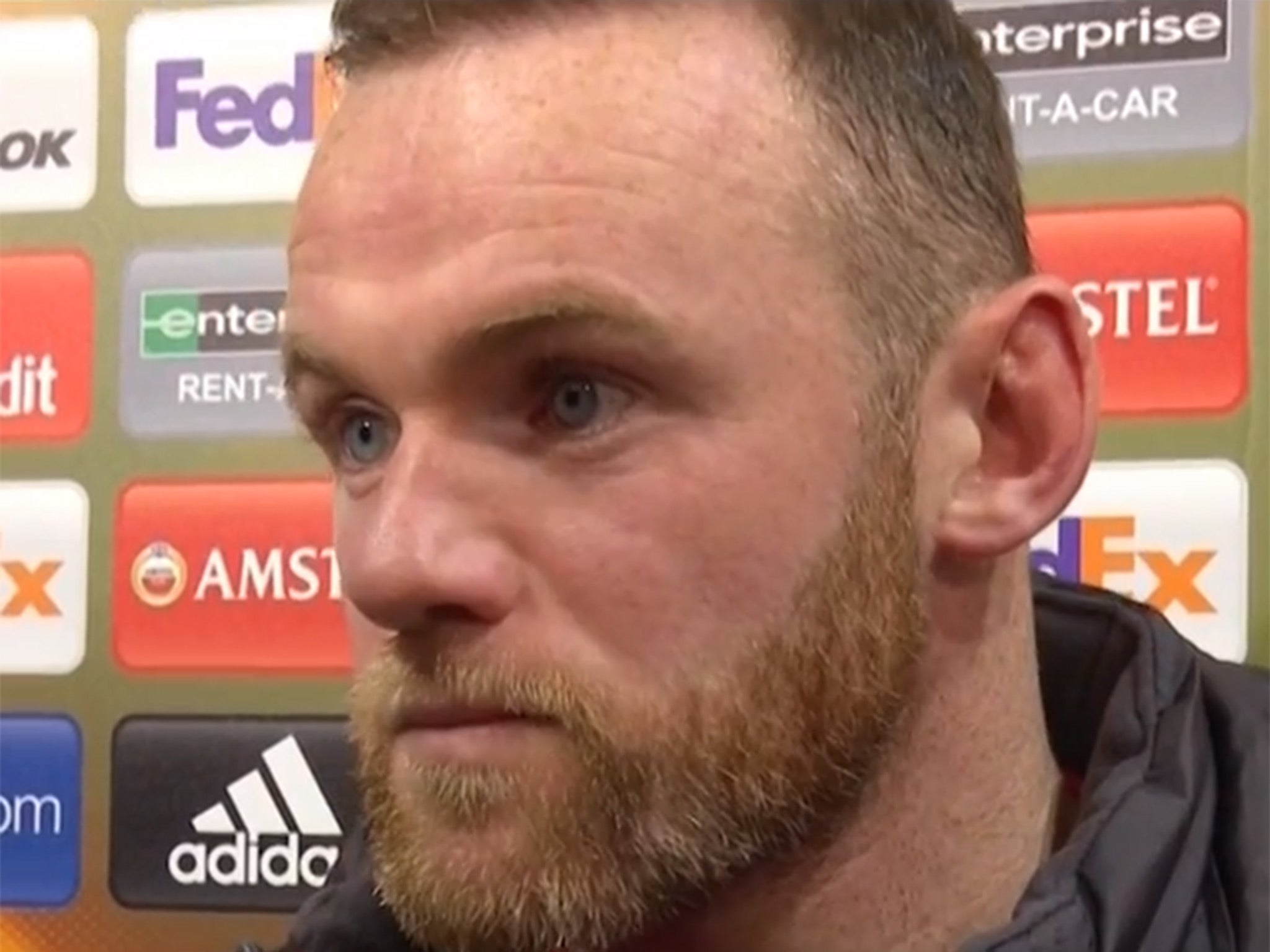 Rooney was noticeably annoyed when a reporter's question referenced the incident