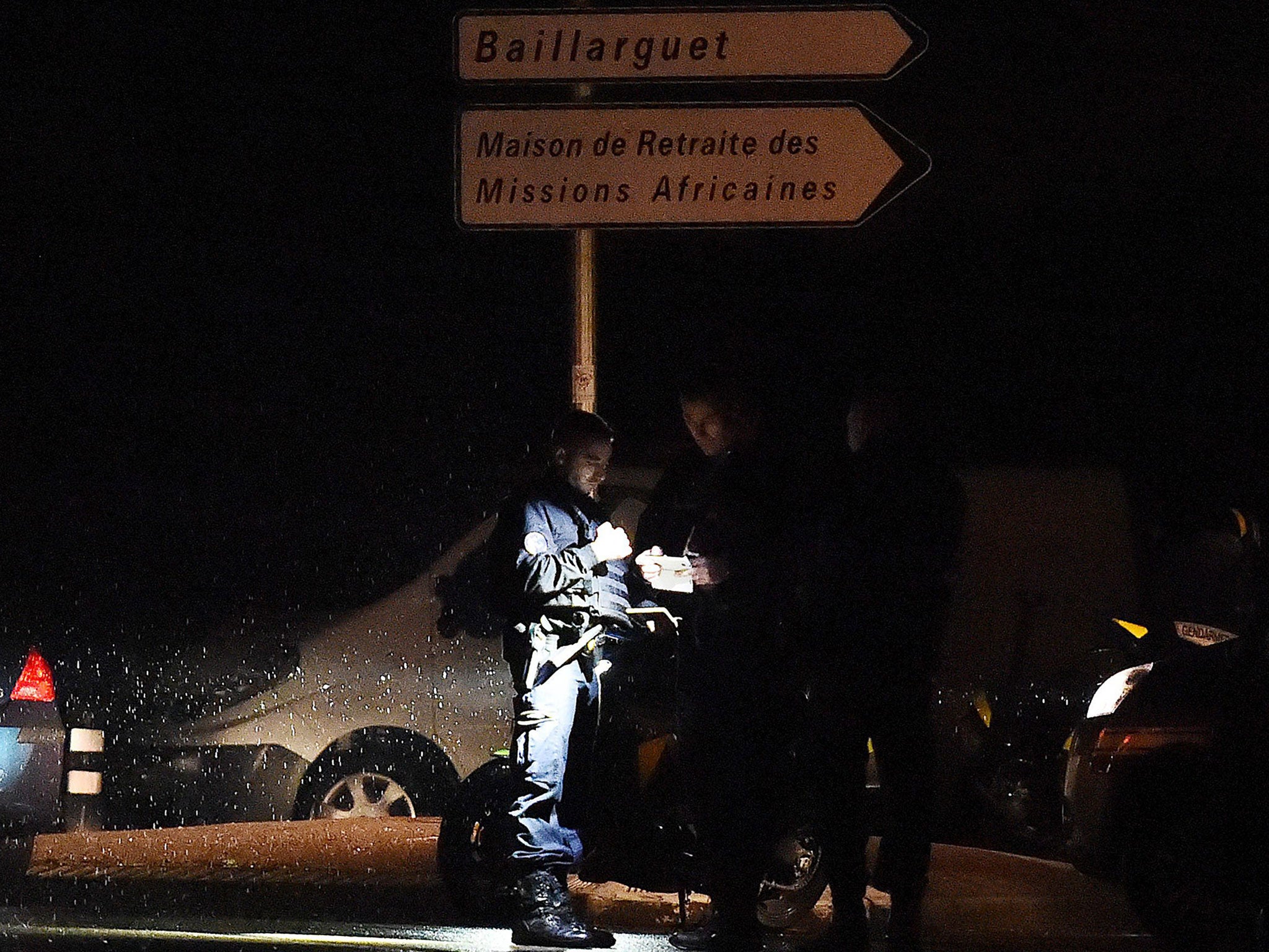 Police at a retirement home for Catholic missionaries in Montferrier-sur-Lez in France, following an attack on 24 November