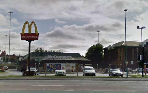 The victim was with friends in a McDonald’s in Salford when she was knocked unconscious while she was waiting at the tills on Sunday morning