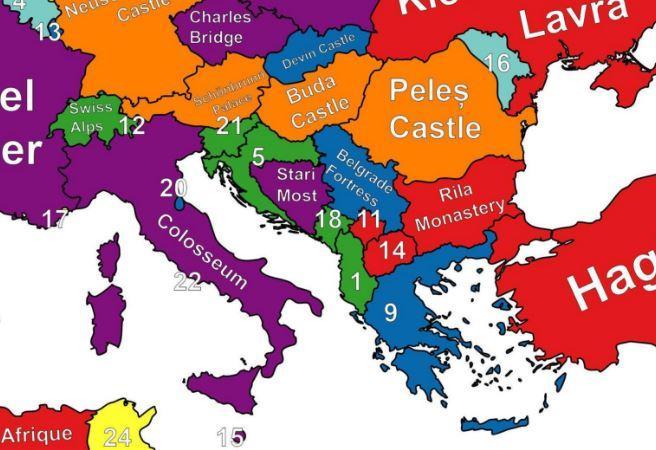 A map of the best thing to see in every country in Europe