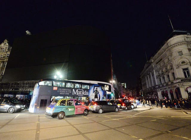 Piccadilly Circus advert screens went dark following the electrical failure across the West End