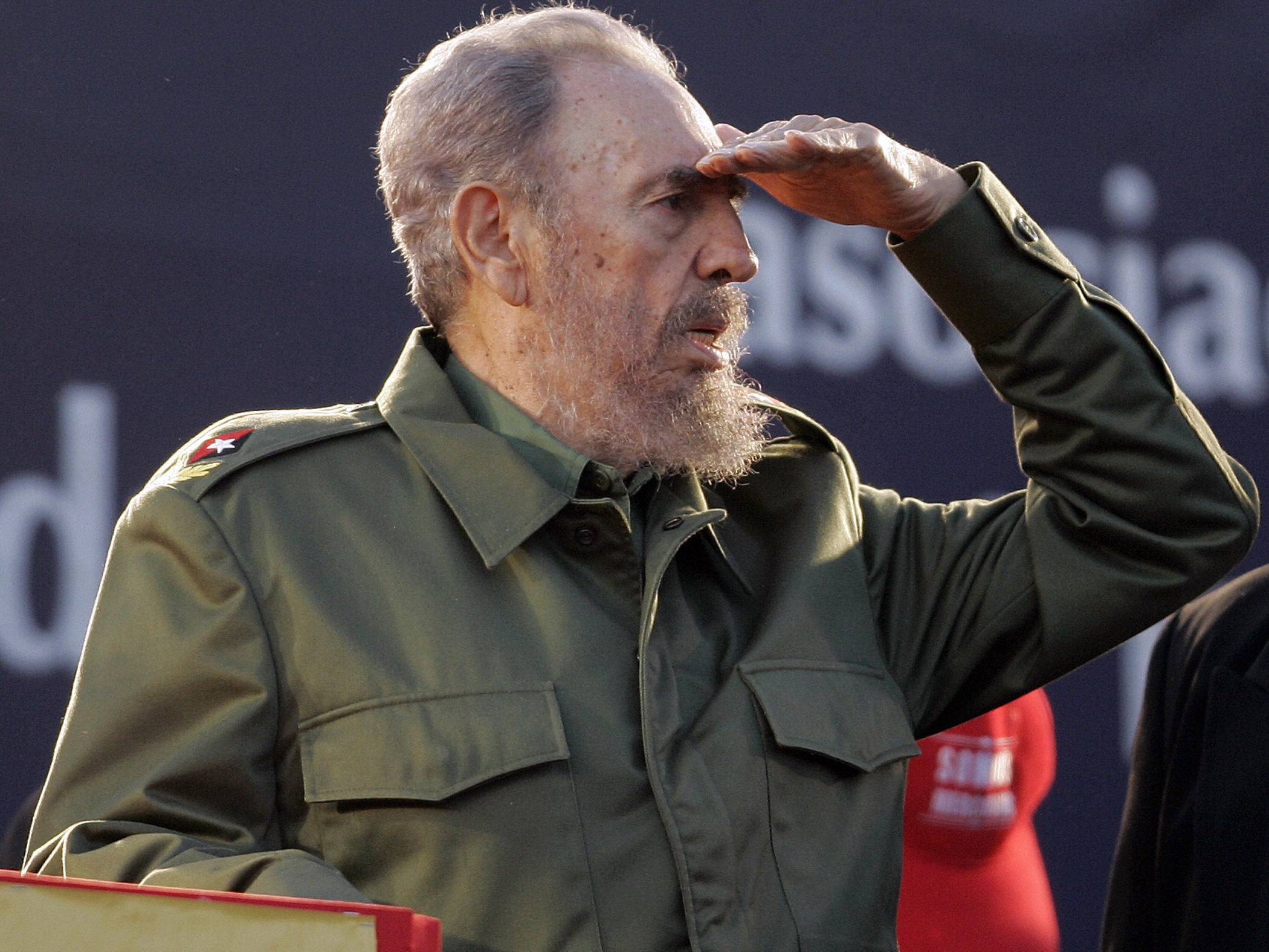 Cuban President Fidel Castro gesturing during a political rally on 21 July 2006