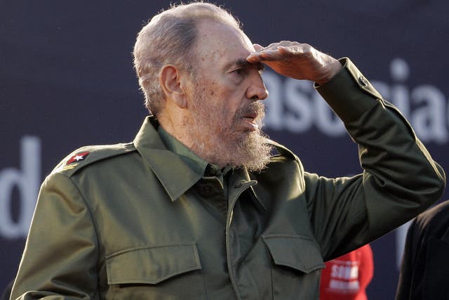 Cuban President Fidel Castro gesturing during a political rally on 21 July 2006