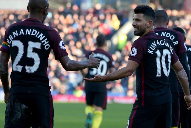 Aguero scored his ninth and tenth league goals of the season at Turf Moor