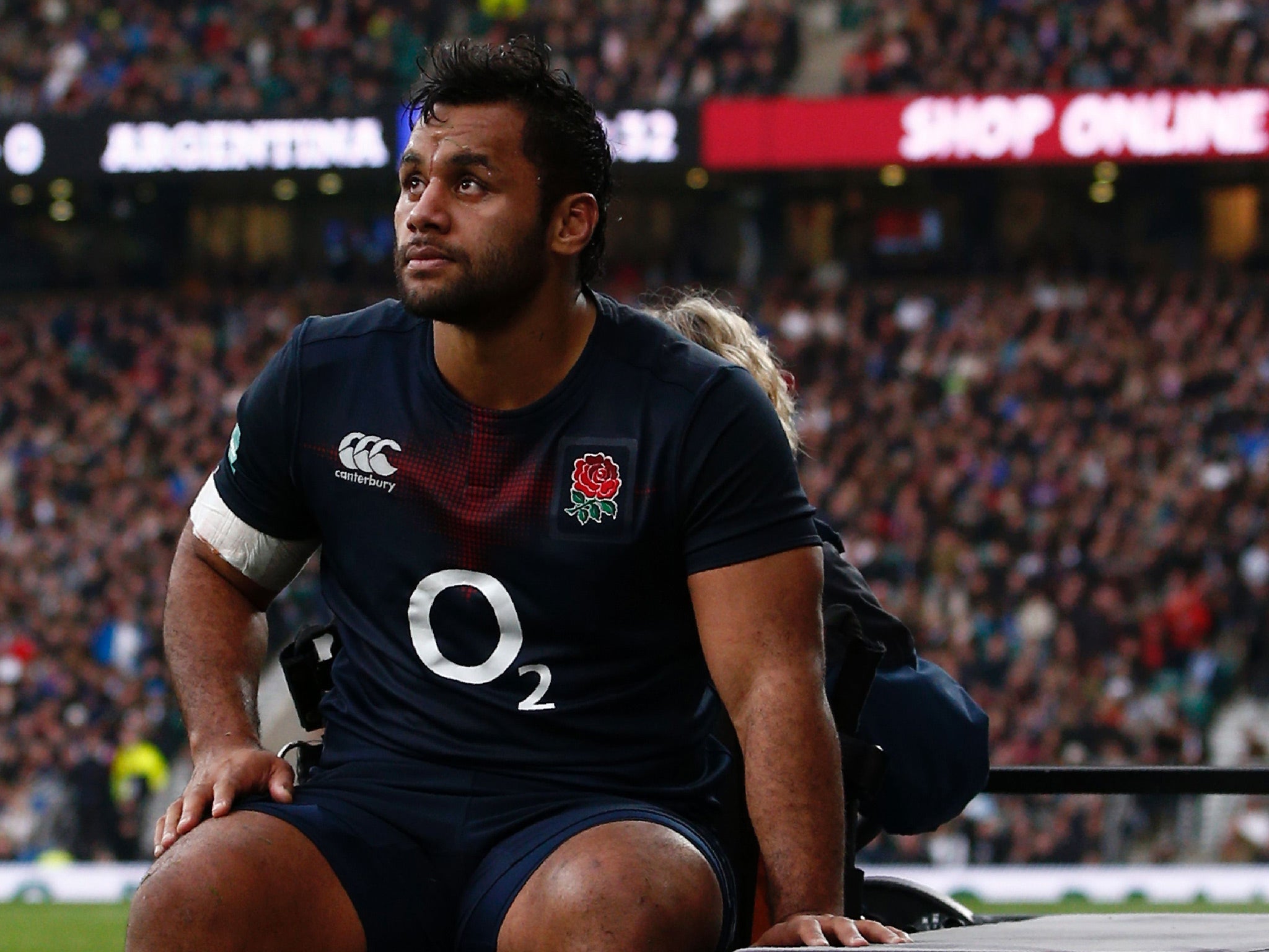 Vunipola was carried off with an injured knee