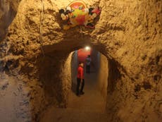 Children playing underground to avoid bombing in Syria