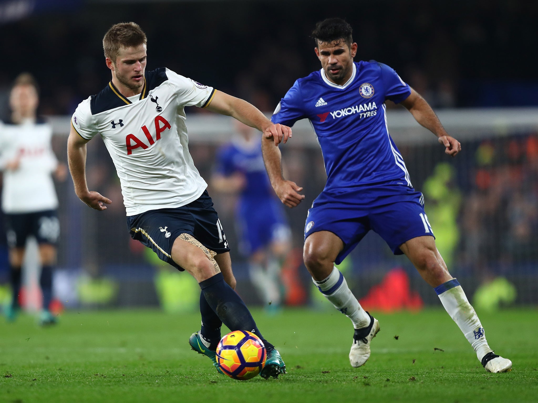 Dier and Costa battle for the ball at Stamford Bridge