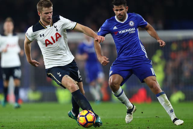Dier and Costa battle for the ball at Stamford Bridge