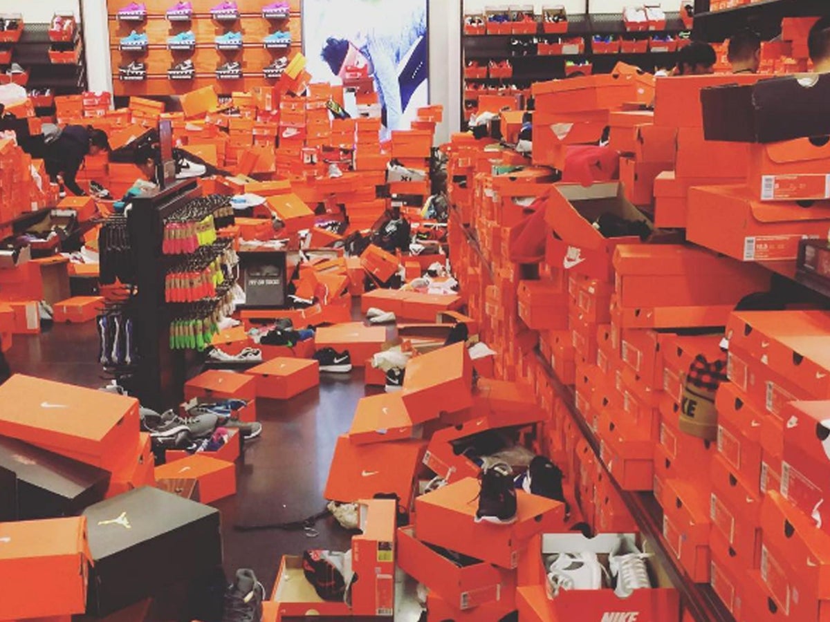 Nike store wrecked after chaos The Independent The Independent