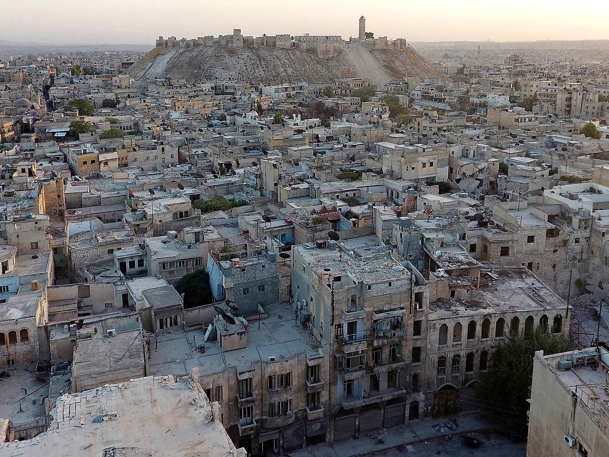 Aleppo's historic citadel, controlled by forces loyal to Syria's President Bashar al-Assad