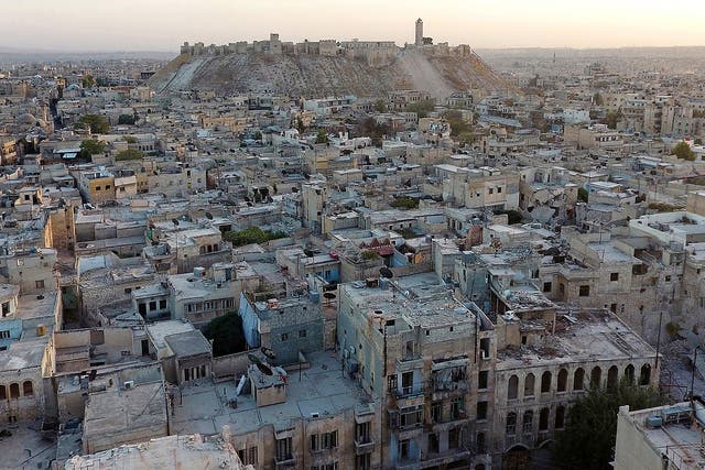 Aleppo's historic citadel, controlled by forces loyal to Syria's President Bashar al-Assad