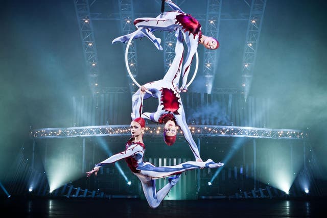 Lisa Skinner, bottom, has years of experience performing circus stunts