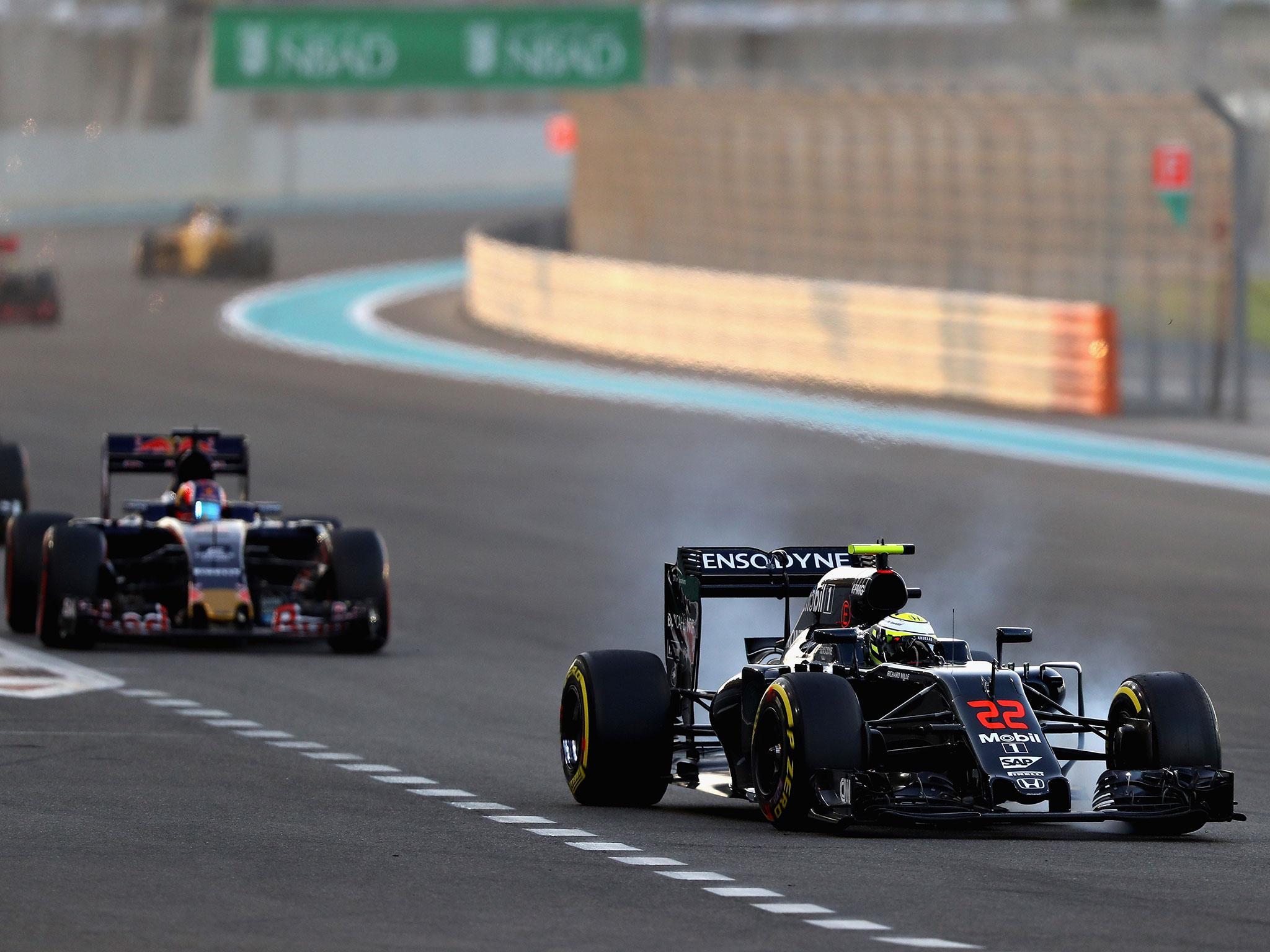 Jenson Button was forced to retire after a right-front suspension failure