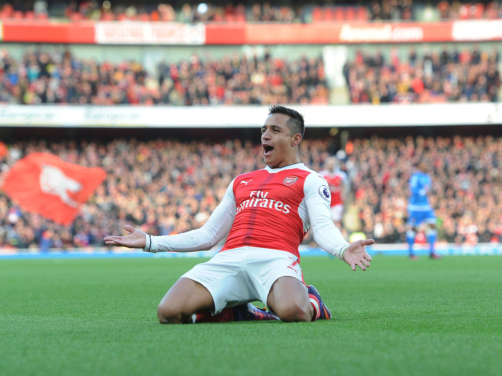 Alexis Sanchez celebrates scoring Arsenal's opening goal against Bournemouth