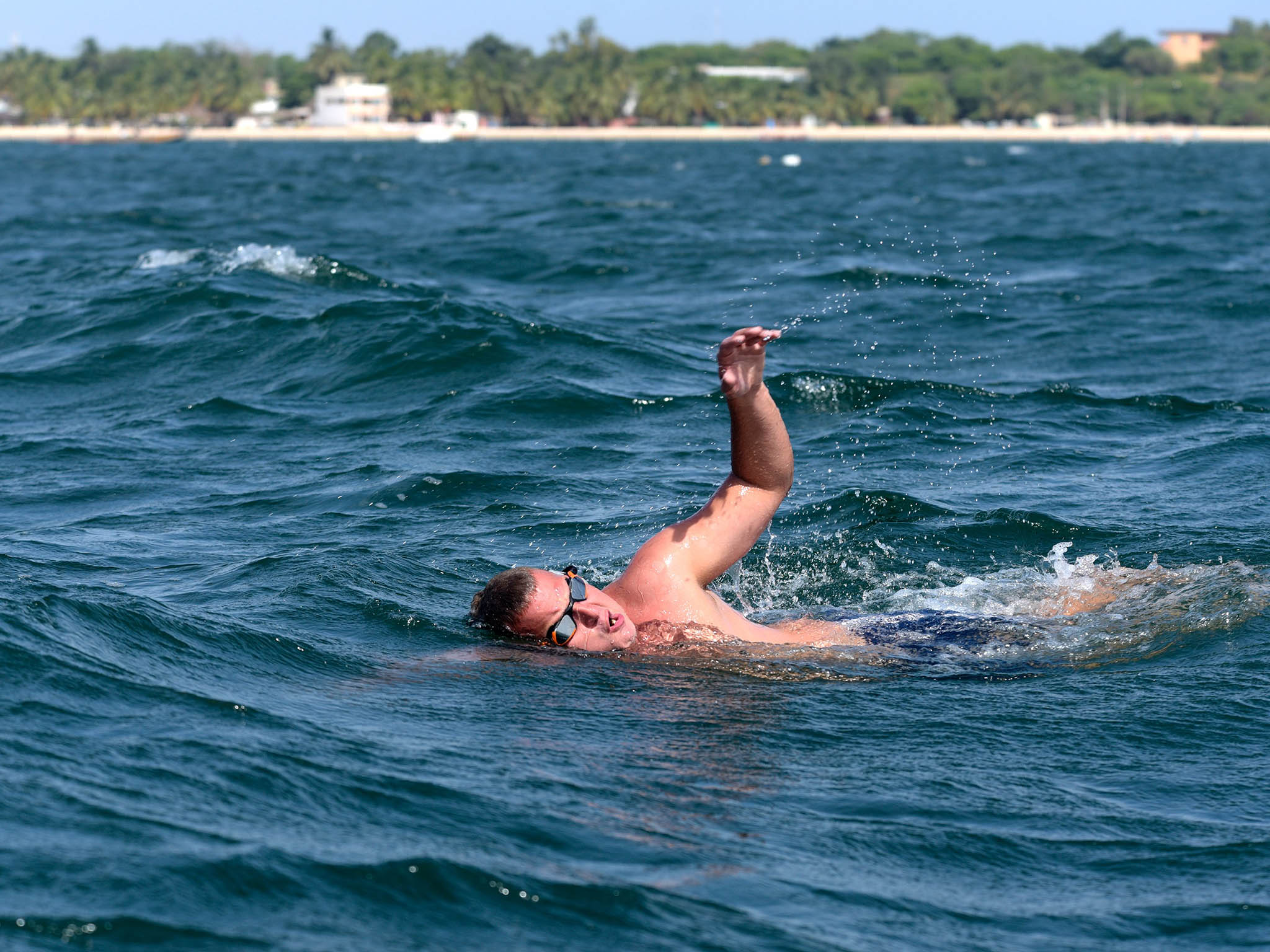 Hooper has spent years competing in triathlons and open water swims, preparing him for his journey