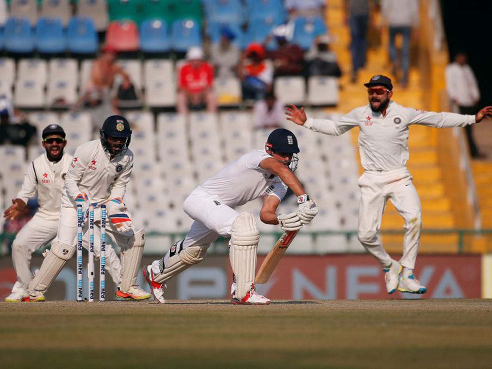 Cook survived two reviews before he was clean-bowled