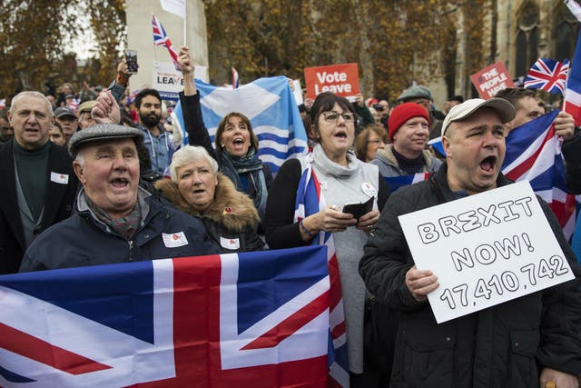 Pro-Brexit protest in London on 23 November