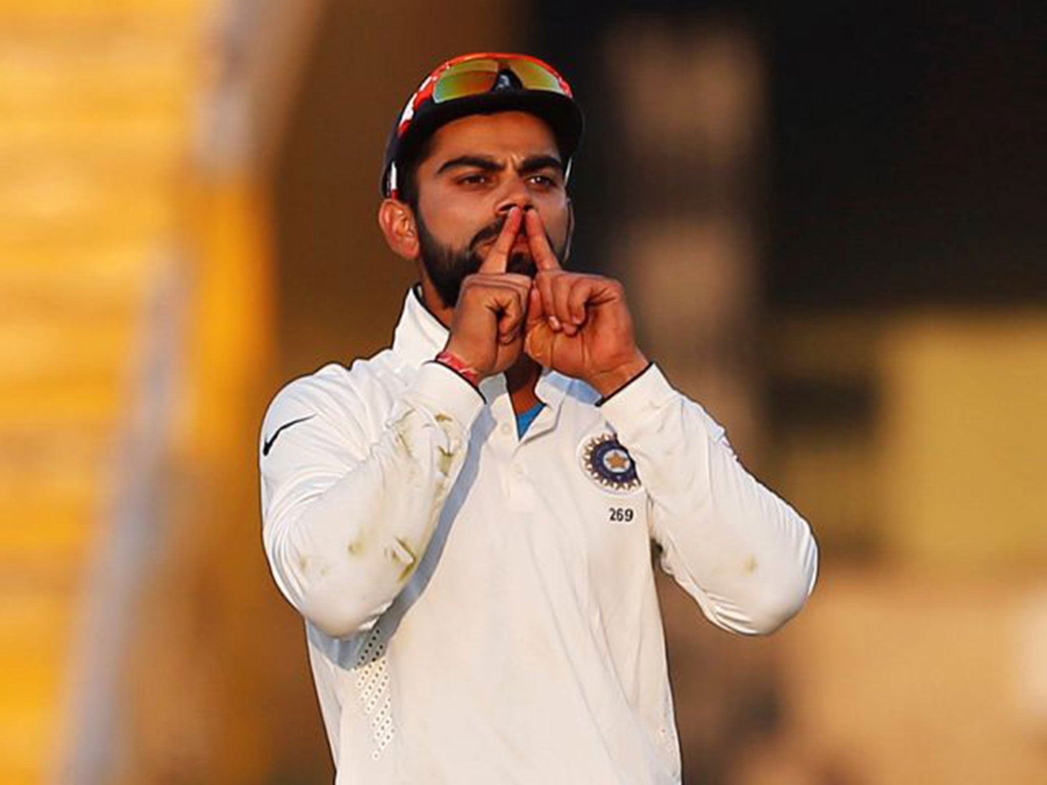 Virat Kohli taunts Ben Stokes after the England all-rounder is dismissed late on day three