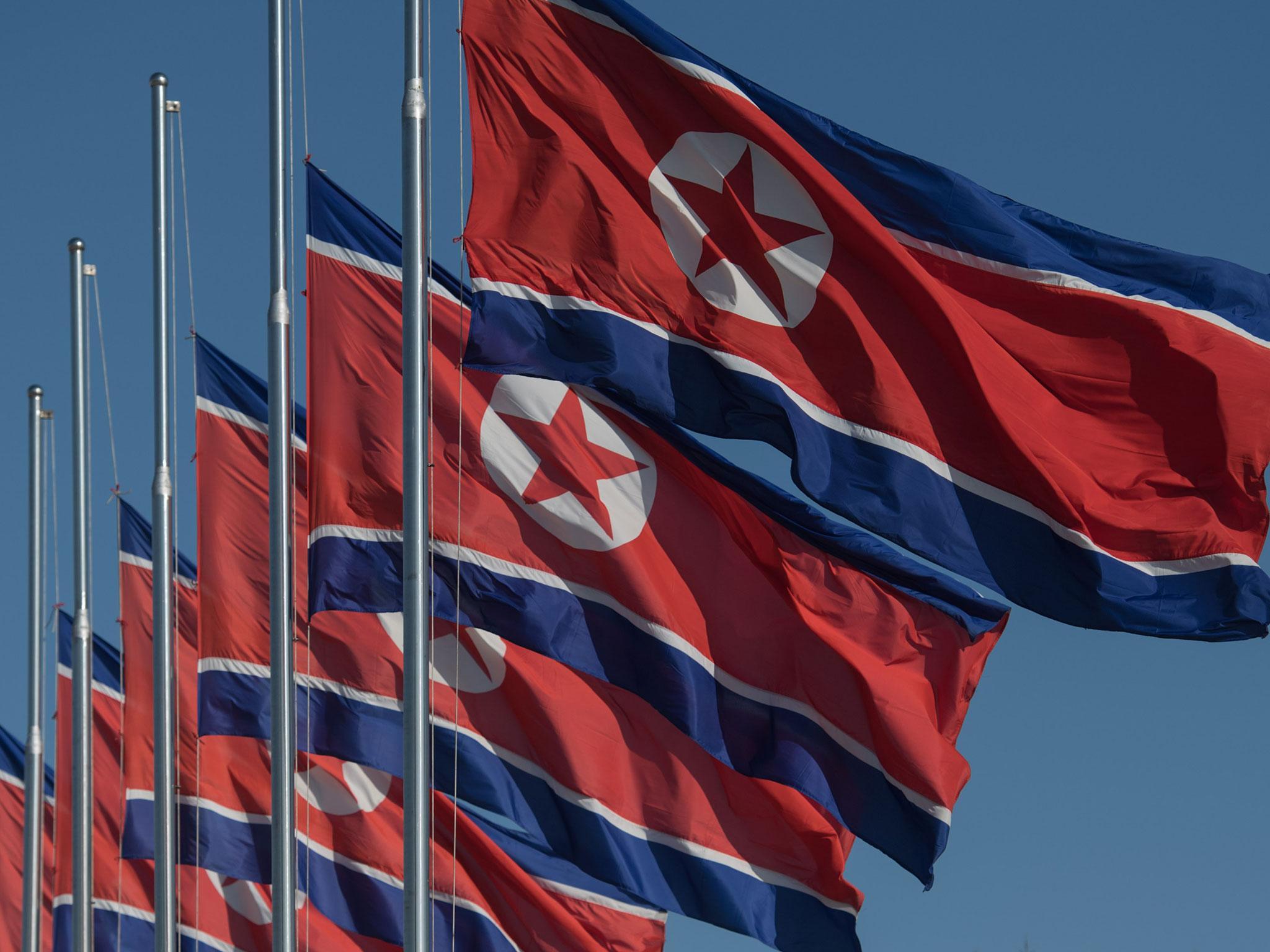 North Korean flags fly at half-mast Monday in solidarity with Cuba